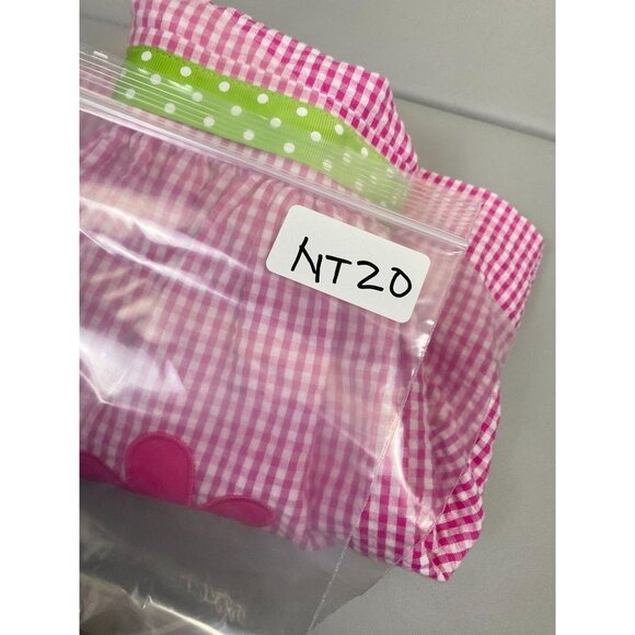 Rare Editions Pink Halter Kids Dress size 2T Gingham Plaid Floral Barbie Pinup - Picture 5 of 8